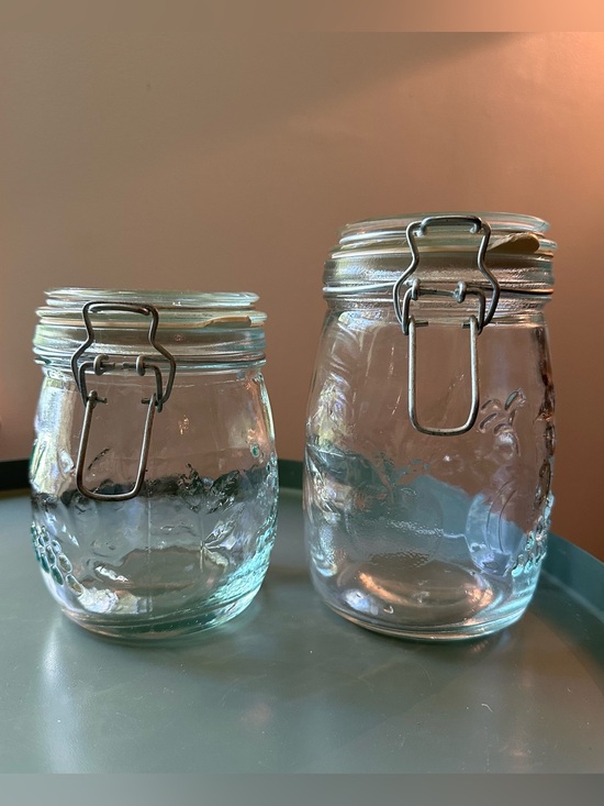 Vintage Other - Set of two glass vintage jars with metal clasps
